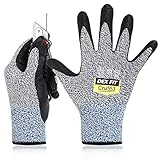 DEX FIT Level 5 Cut Schnittfeste Handschuhe Cru553, 3D Komfort Stretch Fit, Power Grip, Strapazierfähiger Schaumnitril, Smart Touch, Maschinenwaschbar, Dünn & Leicht, Grau 8 (M) 1