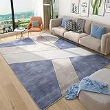 Teppich Teppich wohnzimmert Anti-ausbleichen, waschbarer blau Beiger geometrischer Design-Wohnzimmer-Sofa-Teppich schlafzimmerdeko sitzecke Teppich 100x160