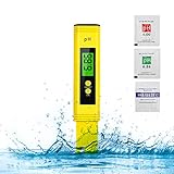 PH Messgerät, Digital PH Wert Messgerät, ATC Wasserqualität Tester für Trinkwasser/Schwimmbad/Aquarium/Pools, PH Tester mit LCD Display, ±0.01pH Automatischer Kalibrierungsfunktion- Gelb