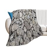 Flanell-Fleece-Plüsch-Überwurf, weiche Decke, graue Natursteinwand, warme Überwurfdecke für Couch, Schlafzimmer, Sofa, Jahreszeit, 127 x 152