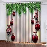 Verdunkelungsvorhänge Für Kinderzimmer 3D-Muster Rote Weihnachtskugel Bedruckte Vorhänge Öse Schalldämmung Wärmeisolierte Vorhänge Für Jungen Mädchen214(H) X91.5(B) Cmx2
