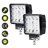 Hshelekte Arbeitsscheinwerfer LED 12v, 2x 48W Scheinwerfer für Traktor, Auto LED Strahler LKW, Offroad, PKW Zusatzscheinwerfer IP67 Wasserdicht Rückfahrscheinwerfer SUV