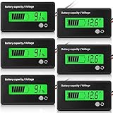 3 Stücke LCD Batterie Kapazität Monitor Batterie Kapazität Stromspannung Indikatoren Auto Motorrad Batterie Tester Batterie Meter mit Alarm für Golf Wagen RV Marineboots Auto (Grün)