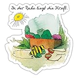 Spreadshirt Janoschs Frosch und Tigerente Entspannung Spruch Sticker, One Size, Mattweiß