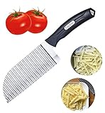Garnieren Messer French Fry Cutter Crinkle Kartoffelsalathobel Edelstahl Wellenschnitt Kartoffel Teig Wellen Schneide, Home Kitchen Gemüse Chip Klinge Kochen Tools Corrugated blade-Medium size (white)