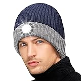 Geschenke für Männer Mütze mit LED Licht - Geschenke für Papa Weihnachten LED Mütze - Adventskalender Männer Geschenke Geburtstag Valentinstag -Technik Gadgets Camping Jogging Wintermütze Herren D