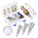 Bamru Filzen Nadeln Set, 3 Größe Nadel zum Filzen, Filzwolle Nadeln mit Perle Pin, Holzgriff, Schere und andere Zubehör, Gutes Filzset für Anfäng