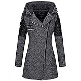 AFFGEQA Wolljacke Damen Kapuzenjacke Langarm-Nähte Bomberjacke Reißverschluss Patchwork Windbreaker Jacke Vintage Sweatjacke Baseball M