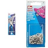 Prym 41163 390900 Vario-Zange mit Lochwerkzeugen & Nähfrei Jersey Ring Druckknöpfe-Nachfüllpack silberfarbig (10 mm, 20 St.)