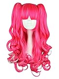 CLOCOLOR Cosplay Perücke Pink Lolita lockige Wigs Lange Pferdeschwanz Heiz Resistent Kostüm Party Manga Karneval Halloween Perück