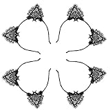 SEELOK Reizvolle Spitzen Katze Haarreif, 4Stk Schwarz Katzenohren Haarband Valentinstag Sexy Kopfband Damen Accessories für Maskenball Cat Woman Maske Party Valentinstag Kostüm Cosplay Dek