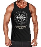 Neverless Herren Tanktop Kompass Windrose Navigator Segeln Muskelshirt Muscle Shirt Achselshirt schwarz XXL