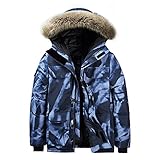 Herren Winter Casual Verdicken Parka Mantel Warm Fleece Outdoor Kapuzenjacke Mid-Lang Winddicht Mantel mit Abnehmbarer Kap