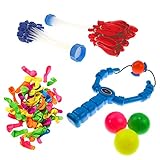 XXL Wasserbomben Set | Wasserbomben selbst-verschließend 100x Wasserballons incl. Wasserballon-Schleuder| Wasser-bomben bunt mit Füllhilfe für Jungen & Mädchen als Beschäftigung fü