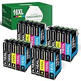 GREENBOX 16XL Multipack Kompatibel für Epson 16 16XL Druckerpatronen für Epson Workforce WF-2010 WF-2750 WF-2760 WF-2630 WF-2510 WF-2520 WF-2660 WF-2540 WF-2650 WF-2530 (20er-Pack)