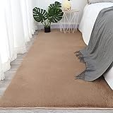 Zswpyq Hochflor Teppich wohnzimmerteppich Langflor - Teppiche für Wohnzimmer flauschig Shaggy Schlafzimmer Bettvorleger Carpet,Khaki,80 x 200