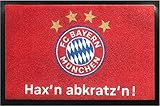 FC Bayern München Fußmatte Hax'n abkratz'n ! 60 cm x 40 cm Schmutzfangmatte mit Rutschfester PVC Unterlage Fußabtreter Fußball FCB Allianz Arena Fußabstreifer für Außen und Innen pfleg