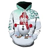 Cerlemi Herren Weihnachtlichen Kapuzenpullover Weihnachtspullover Pullover Hoodies Top Sweater Weihnachtspulli Sweatjacke Langarm Sweatshirt Mit Taschen 3D Druck Unisex Kapuzensweater Jack