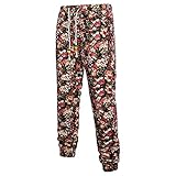 Briskorry Herren Leinenhosen mit Ethnischem Print Mann Freizeithose Lang Hosen Lässige Sporthose mit Seitentaschen Baumwoll lose Elastische Taille mit Tunnelzug