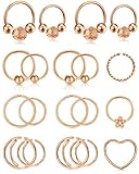 Incaton 20G Nasenring Nasenpiercing Ring Dünn Set Chirurgenstahl Nase Tragus Ohrring Cartilage Piercing Ring Nasenring Piercing Schmuck Roseg