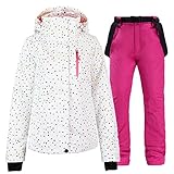 GQNLY Winterskianzug für Frauen Warme Schneejacken und Hosen Ski Snowboardjacke Klettern Skihosen Set,Style2,2XL
