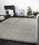the carpet Port Moderner Hochflor Shaggy Wohnzimmer Teppich Soft Garn Einfarbig Grau Größe: 120x160