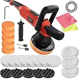 TecTake 403392 Exzenter Poliermaschine + 25 TLG. Zubehör, mit GS-Zertifikat, 810 Watt, 6 Rotationsstufen, Bogen- und Stabgriff, Schalter für Dauerbetrieb, Softstart, Auto Polierer XXL S