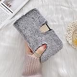 Phone Hülle Kompatibel mit Samsung Galaxy S6 Edge Furry Flip Wallet,Pelzig Fluffy Leder Leather Magnetic Wallet with Card Holder & Stand Cover für Samsung Galaxy S6 Edg