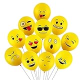 Yizhet Emoji Balloons Luftballons Verschiedene Miene Laune Ballons Smiley Gesicht Ballons Heliumballons Deko für Geburtstagsfeier Hochzeit Party Veranstaltungen Dekoration (100x Smiley Latex Ballons)