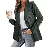 Herbst Und Winter Casual Fashion Damen Revers Einfarbig Langarm Cord Anzugjacke Lose Strickjacke D