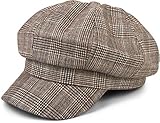 styleBREAKER Damen Bakerboy Schirmmütze mit Glencheck Karo Muster, Ballonmütze, Bakerboy Schiebermütze, Newsboy Cap 04023068, Farbe:Braun-Beig