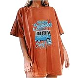 Damen T Shirt Kurzarm Tee Tops Damen Bluse Casual Hemd Freizeit Shirt täglichen Oberteil Sommer (D9 - Orange, XXL)