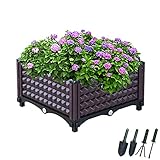 Garden Bed LJ Pflanzkasten rechteckig im Mit Wasserspeicher, Hochwertiger Kunststoff Pflanzkasten für Blumen und Kräuter geeignet, Für Innen- und Außenbereich, Innentiefe: 15