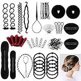 25pcs Haare Frisuren Hilfe Set, Haar Zubehör styling set für Unsterschiedliche Haarestyle,Hair Styling Werkzeug Kit, Mädchen Magic flechthilfe Pads Schaum frisur zubehoer set für DIY