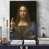 JLFDHR Leinwand Kunstwerk Malerei 40x60cm kein Rahmen Salvator Mundi Wandkunst Bildreproduktionen von Leonardo Da Vinci Berühmte Wohnk