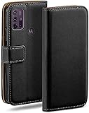 moex Klapphülle für Motorola Moto G10 / G30 Hülle klappbar, Handyhülle mit Kartenfach, 360 Grad Schutzhülle zum klappen, Flip Case Book Cover, Vegan Leder Handytasche, Schw