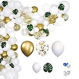 KU Syang 100 StüCk Ballon Girlande Bogen Kit WEII Gold Konfetti Luftballons mit BllTtern für Baby Party Hochzeits Feier Dek
