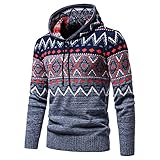 KAIXLIONLY Herren Pullover Herbst/Winter Kordelzug Stehkragen Strick Langarm Strickpullover Slim Hoodie Pulli Männer Longseleeve Sweatshirt Winterpullover 2022
