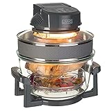 LIVIVO Digitaler 17 l Halogen-Backofen, selbstreinigendes 1400 W Element und moderne Bedienelemente, LED-Display, Zubehör inklusive Verlängerungsring und Tabletts … (Digital Grey)