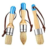 Viitech 3 Stück Kreidefarbe Wachs Pinsel Set Buche Malerei Pinsel mit Lanyard Pinsel Kreide Farbe Home Dekoration für Möbel Home Decor Wachsen Glasieren Keramik
