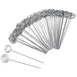 60 Stück Metalldrähte Memo Clip Fotohalter Hinweis Kartenhalter Tischnummer Clip Foto Stand für Hochzeit Party Kuchen Dekor, Rund und Herzform, Silbrig