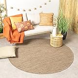 FRAAI In-& Outdoor Teppich Rund - Malta Melange Beige - Ø 100cm - Wetterfest Outdoorteppich - Flachgewebe - Balkon, Garten, Diele, Balkon, Terrasse - Carp