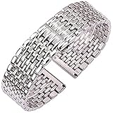 JZDH Uhren Zubehör Watch Strap Edelstahlband Armband Frauen Männer 16mm 18mm 20mm 22mm Silber Gerade Endbanduhr Zubehör Armband (Color : 18mm, Size : Silver)