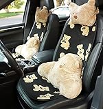 Autositzbezüge Winter aus Lammwolle Wärme Autositzauflage Autositzkissen Sitzauflage Sitzbezug Sitzmatte Sitzaufleger Auto Zubehör Innenraum für PKWs LKWs Transporter Bürostuhl (Schwarz, 4pcs)