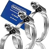 GARSIDURO® Profi Schlauchschellen 25-40 mm aus Edelstahl in W4 Qualität, 12 Stück, Bandbreite 9 mm – hochwertiges Set aus rostfreien V2A Schlauchklemmen für Gartenschlauch, Teich, Sprinkler,