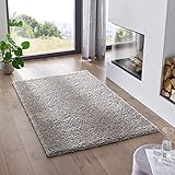 Teppich Wölkchen Shaggy-Teppich | Flauschiger Hochflor für Wohnzimmer, Kinderzimmer oder Flur Läufer | Einfarbig, Schadstoffgeprüft, Allergikergeeignet I Grau - 120 x 170