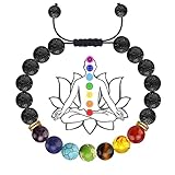 J.Fée Chakra Armband 8mm Perlenarmband Yoga Armband Armband aus Steinperlen Verstellbares Perlenarmband Damen Herren Edelstein Perlen Armband Energie Armband Valentinstag Liebhab