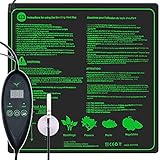 RINBO Einstellbar Heizmatte Warmematte, Heizmatte Pflanzen mit 6 Timer und 6 Temperaturstufen Warmematte,verfugt uber Sonden und LCD-Anzeige,fur Pflanzen und Zimmergewachshaus,100% Wasserdicht 20×20’’