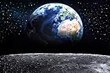 GREAT ART® Fototapete – Planet Erde – Wandbild Dekoration Welt Earth Mond Galaxy Universum All Cosmos Space Weltkugel Sterne Moon Weltall Orbit Wandtapete Fotoposter Wanddeko (336 x 236 cm)