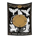 YongFoto 150x210cm Tarot Wandteppich, Glücksrad Wandteppiche Engel Löwe Kuh Adler Tier Pflanzen Blätter Sternenhimmel Weissagung Wandteppich für Wohnzimmer Wohnheim Dekor Tepp